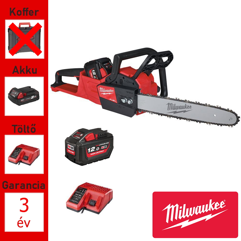 Milwaukee 18V akkus láncfűrész 40cm + akku, töltő
